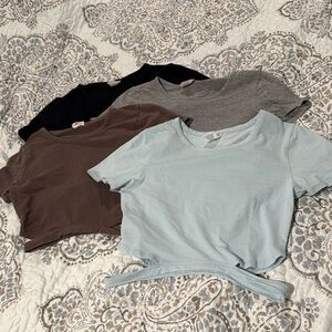 Women's Casual Crop Tops - Black, Gray, Brown, Light Blue